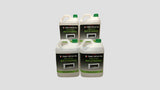 Four containers of bio ethanol on a gray background