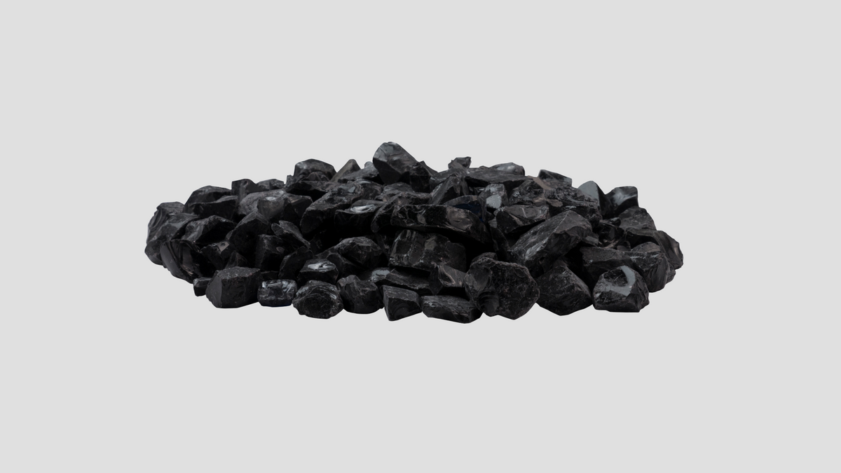 black glass charcoal on grey background