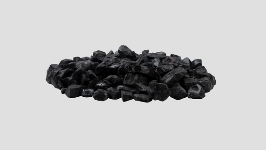 black glass charcoal on grey background