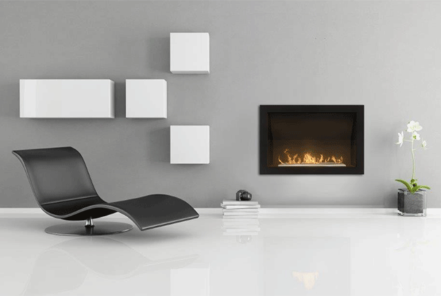 Naked Flame Biofuel Fireplaces NZ - Icon Fires - Built-in in Grey Room