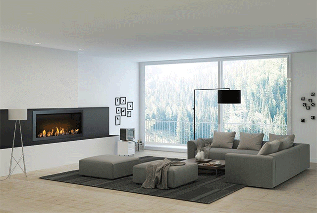 Naked Flame Biofuel Fireplaces NZ - Icon Fires - Built-in in Lounge with Couches