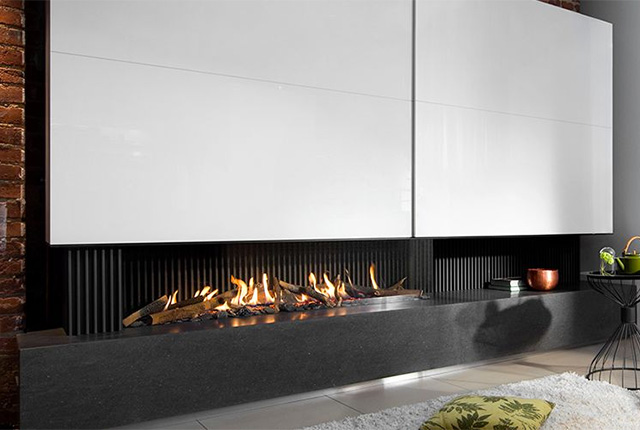 Naked Flame Gas Fireplaces NZ - Kalfire - Modern Linear Flames with Logs