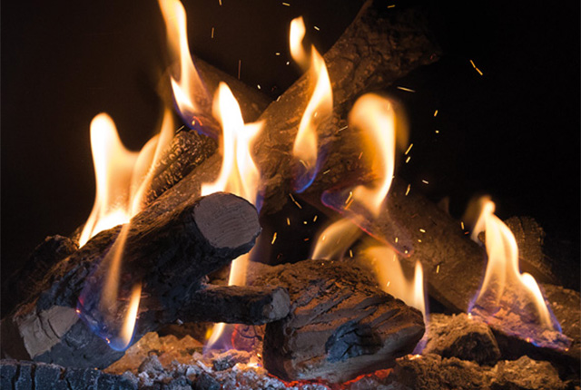 Naked Flame Gas Fireplaces NZ - Kalfire - Modern Natural Campfire Sparks Closeup