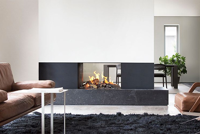 Naked Flame Gas Fireplaces NZ - Kalfire - Modern Room Divider Tunnel