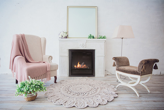 Naked Flame Biofuel Fireplaces NZ - Planika - White and Pink Sitting Room