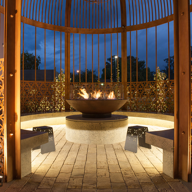 Fireplace Design Inspiration - Fire Pit In Outdoor Garden Gazebo