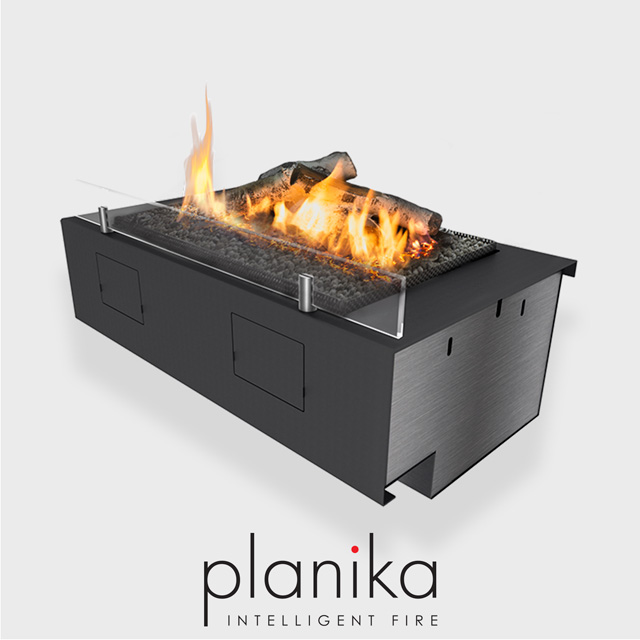 NZ Bioethanol Naked Flame - Black Automatic Fireplace Burner Insert with Logs