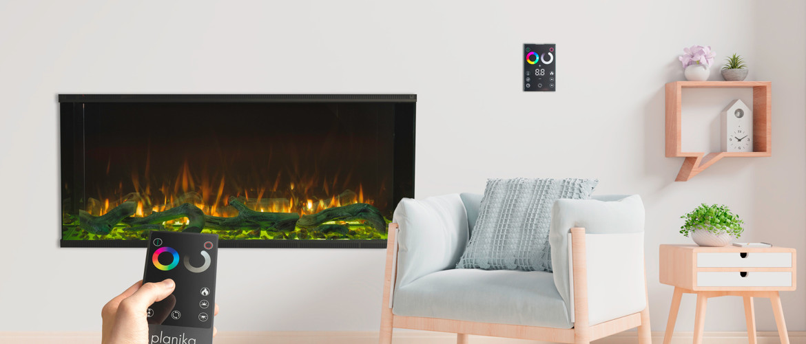 NZ Electric Fireplaces Naked Flame -  Black In-built Firebox with Remote
