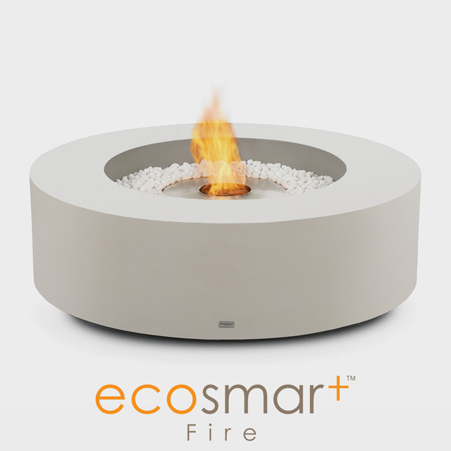 NZ Bioethanol Naked Flame - White Round Fire Pit With White Pebbles