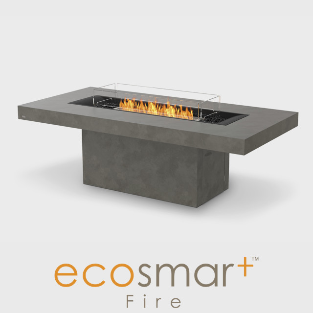 Outdoor Firepit NZ - Grey Rectangle Fire Pit With Black Pebbles & Screen