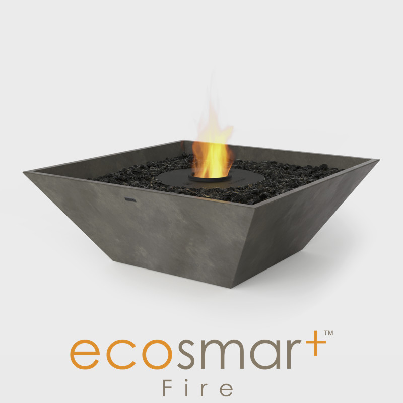 NZ Bioethanol Naked Flame - Natural Square Fire Pit With Black Burner