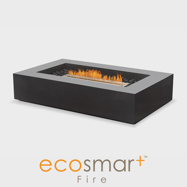 Outdoor Firepit NZ - Charcoal Thick Rectangular Fire Pit With Black Pebbles