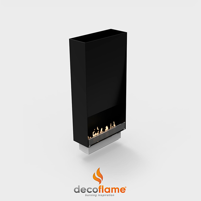 NZ Bioethanol Naked Flame - Black Tall Built-in Vertical Fireplace Firebox