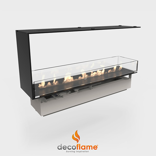NZ Bioethanol Naked Flame - Black Built-in Fireplace Firebox Open On 3 Sides