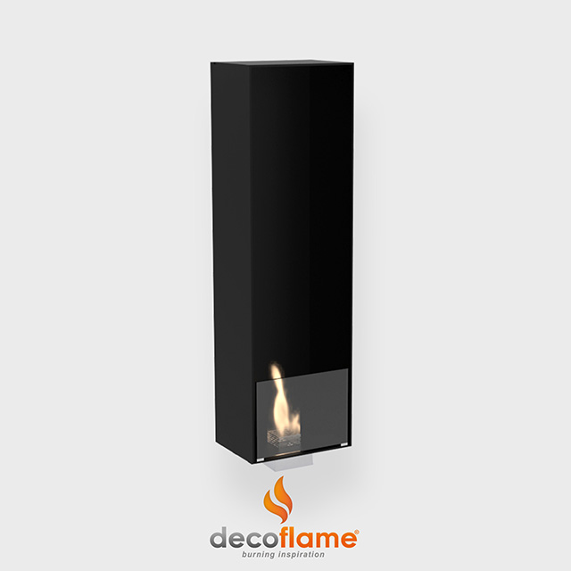 NZ Bioethanol Naked Flame - Black Narrow Built-in Enclosed Fireplace Firebox