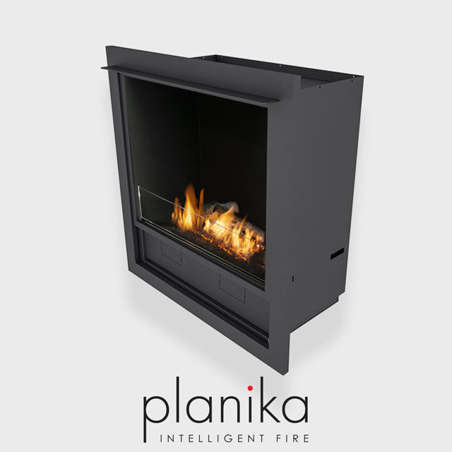 NZ Bioethanol Naked Flame - Black Automatic Fireplace Firebox with Logs