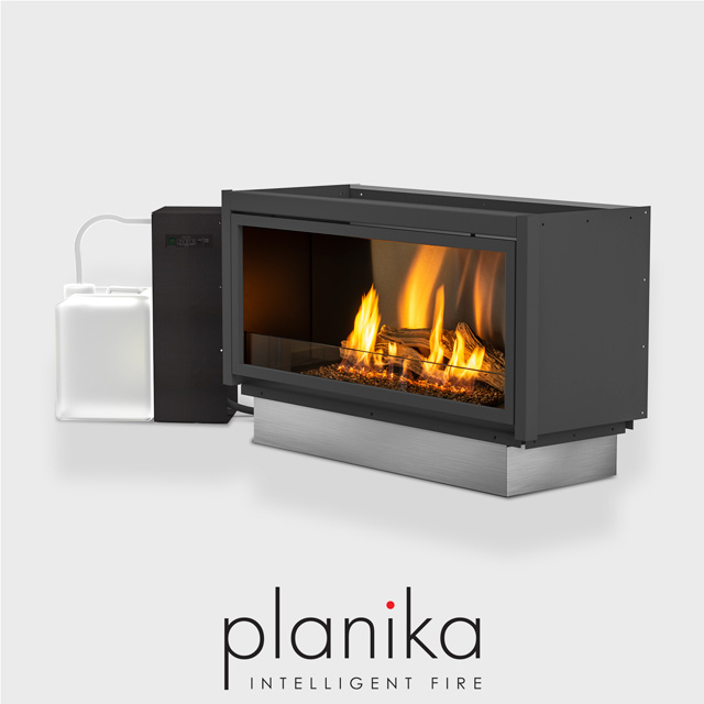 NZ Bioethanol Naked Flame - Black Automatic Fireplace Firebox with Logs