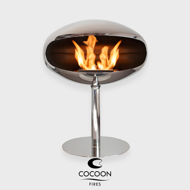 NZ Bioethanol Naked Flame - Stainless Steel Free Standing Oval Fireplace