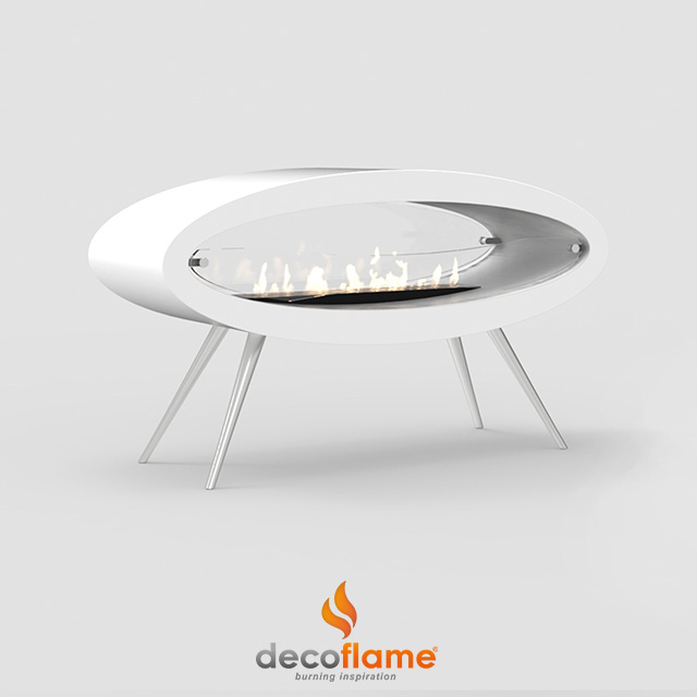 NZ Bioethanol Naked Flame - White Oval Free Standing Fireplace With Legs