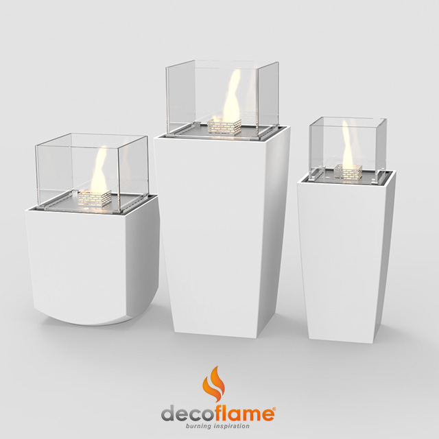 NZ Bioethanol Naked Flame - 3 White Free Standing Vase Fireplaces