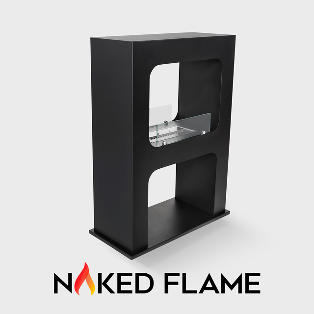 NZ Bioethanol Naked Flame - Black Small Double Sided Free Standing Shelf Fireplace