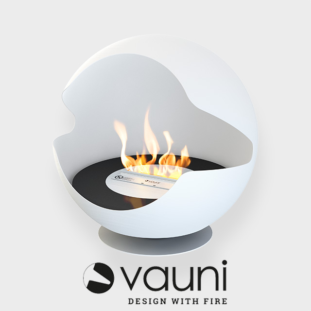 NZ Bioethanol Naked Flame - White Ball Shaped Free Standing Fireplace