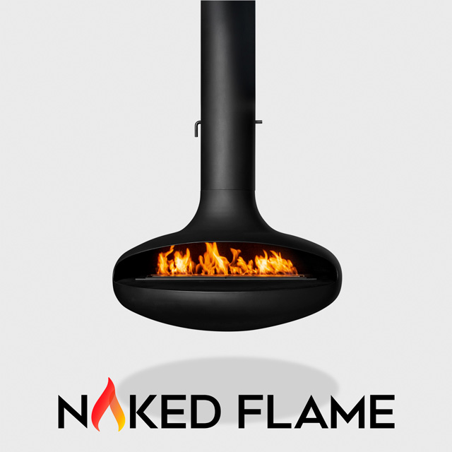 NZ Bioethanol Naked Flame - Black Suspended Fireplace