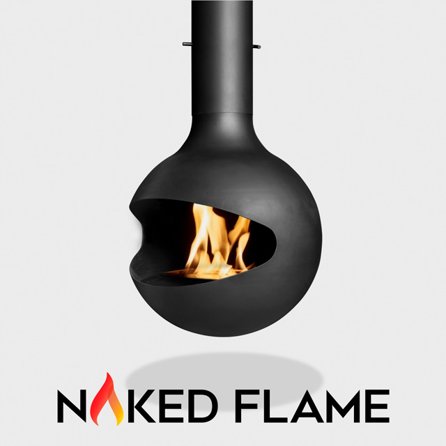 NZ Bioethanol Naked Flame - Black Suspended Fireplace